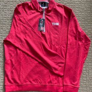 Men's Red Half-Zip Sweater, cotton, “The” Ohio State University school gear